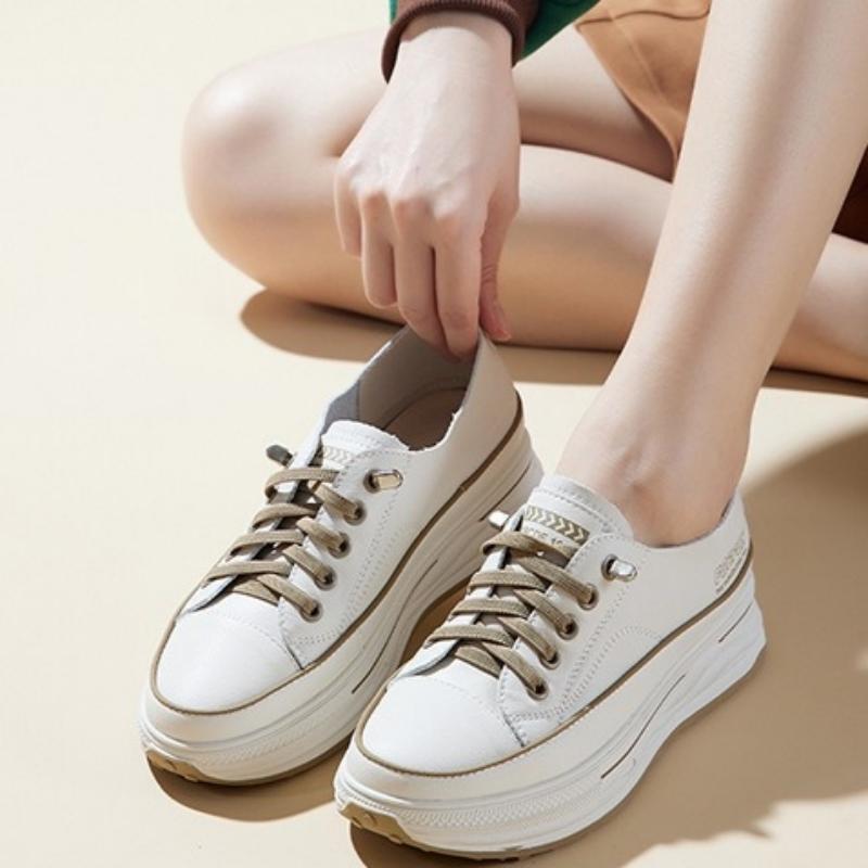 真皮厚底小白鞋女增高透气休闲鞋