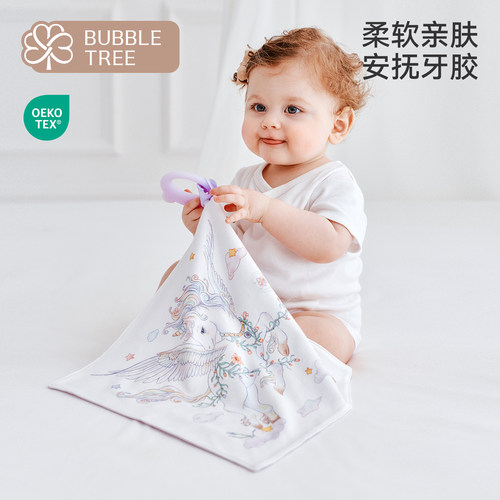 bubbletree新生儿安抚巾带牙胶