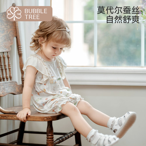 bubble tree婴儿连体衣夏季新生儿衣服宝宝哈衣满月百天爬服透气