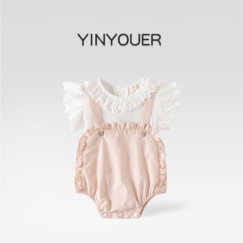 甜美婴儿夏装包屁连体衣服套装女宝宝夏季哈衣超萌夏天薄款两件套