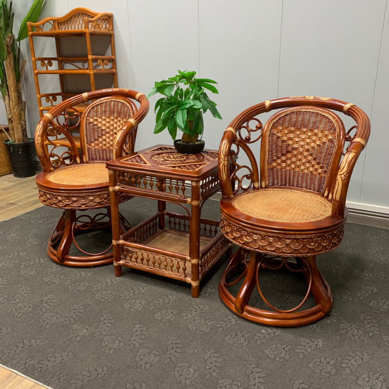 真藤椅三件套阳台桌椅茶几组合