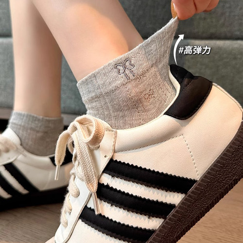 简约百搭配小皮鞋夏天女士堆堆袜