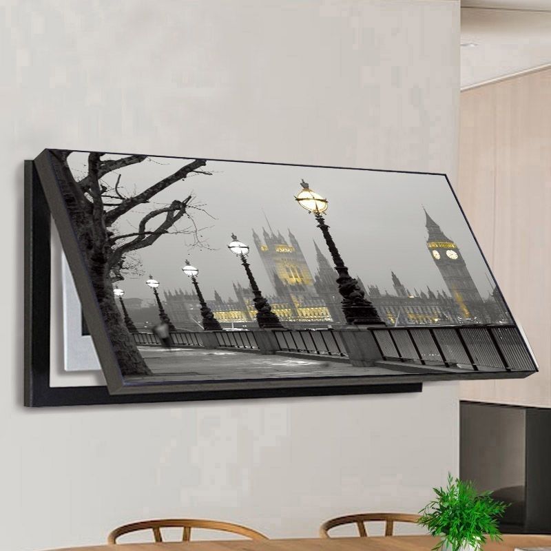 大尺寸电表箱装饰画黑白工业风现代简约长款弱电箱壁画配电箱挂画图片