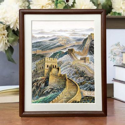 长城摆件万里长城摆台画铜雕铜板装饰画客厅电视柜桌面新中式礼品