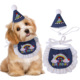 宠物猫咪狗狗牛仔生日装 刺绣中小型猫犬围兜帽子 扮围巾帽子时尚