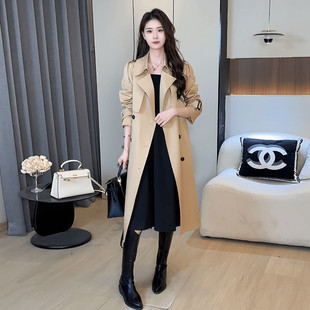 风衣外套女春装2026新款韩系中长款小个子高级感气质英伦过膝大衣