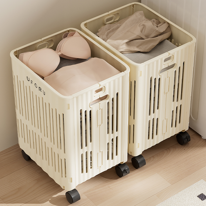 卫生间可折叠带滑轮脏衣篮
