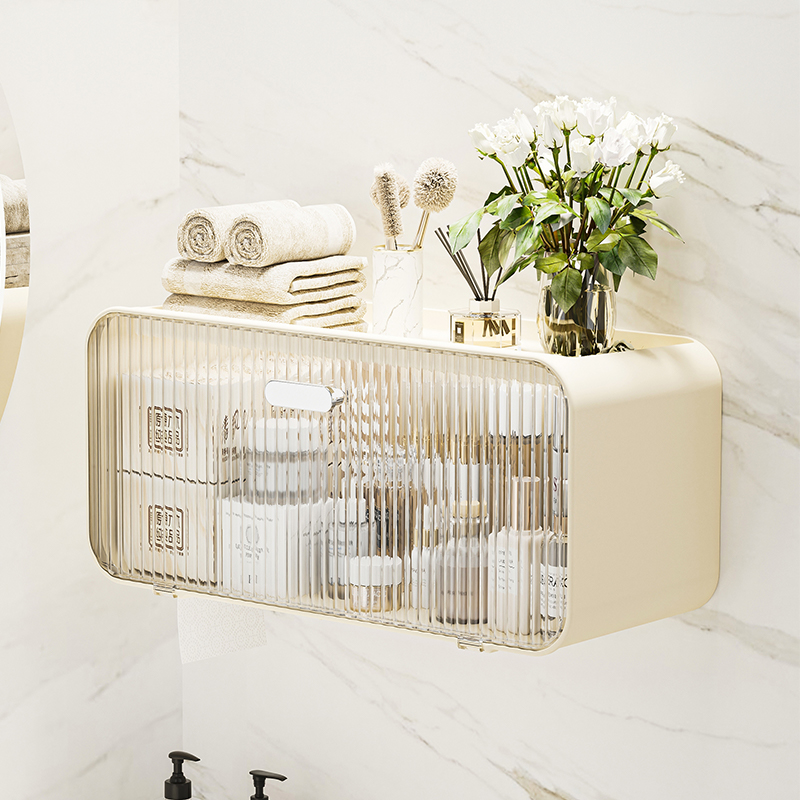 免打孔浴室PET置物架纸巾收纳盒