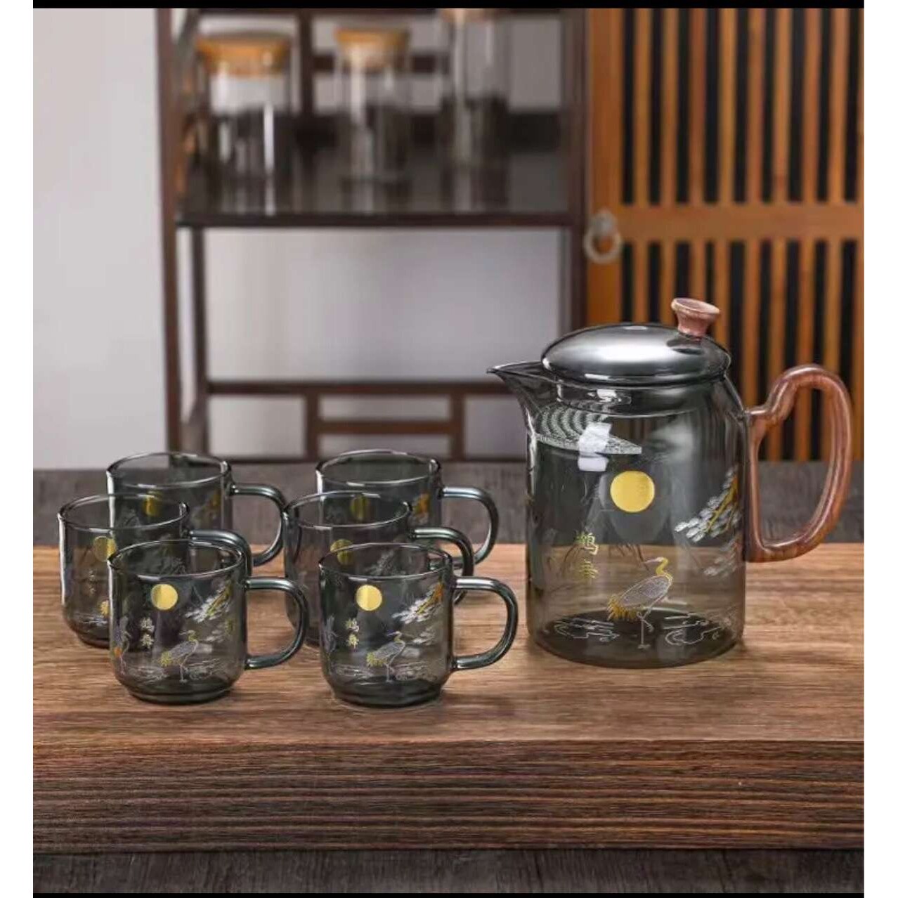 耐热玻璃可以现代简约彩盒自主耐高温宫廷风烟灰色玻璃茶具套装