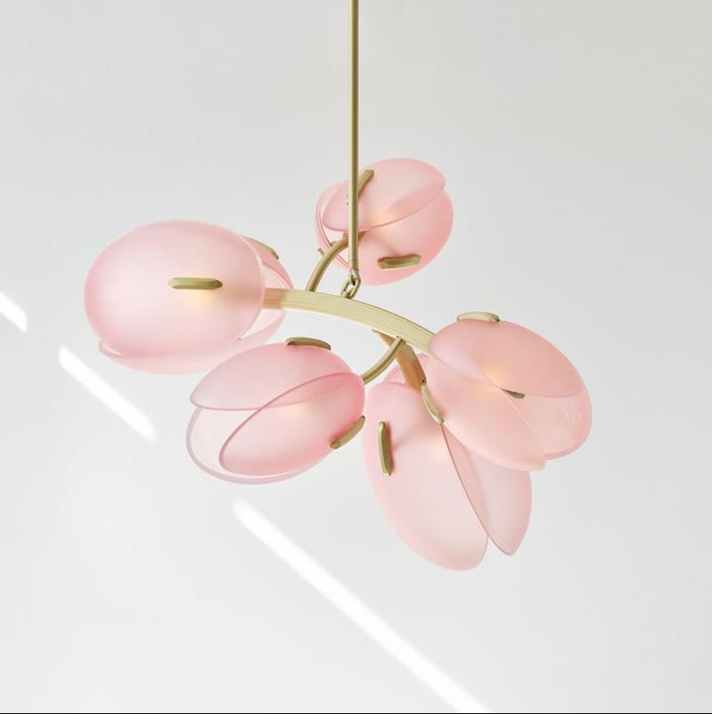 现代法式花朵客厅吊灯北欧中古奶油卧室餐厅别墅玲兰郁金香花苞灯