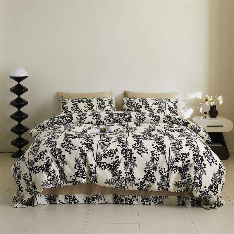 田园风A类全棉活性陶瓷磨毛四件套纯棉加厚床单被套秋冬床品套件1