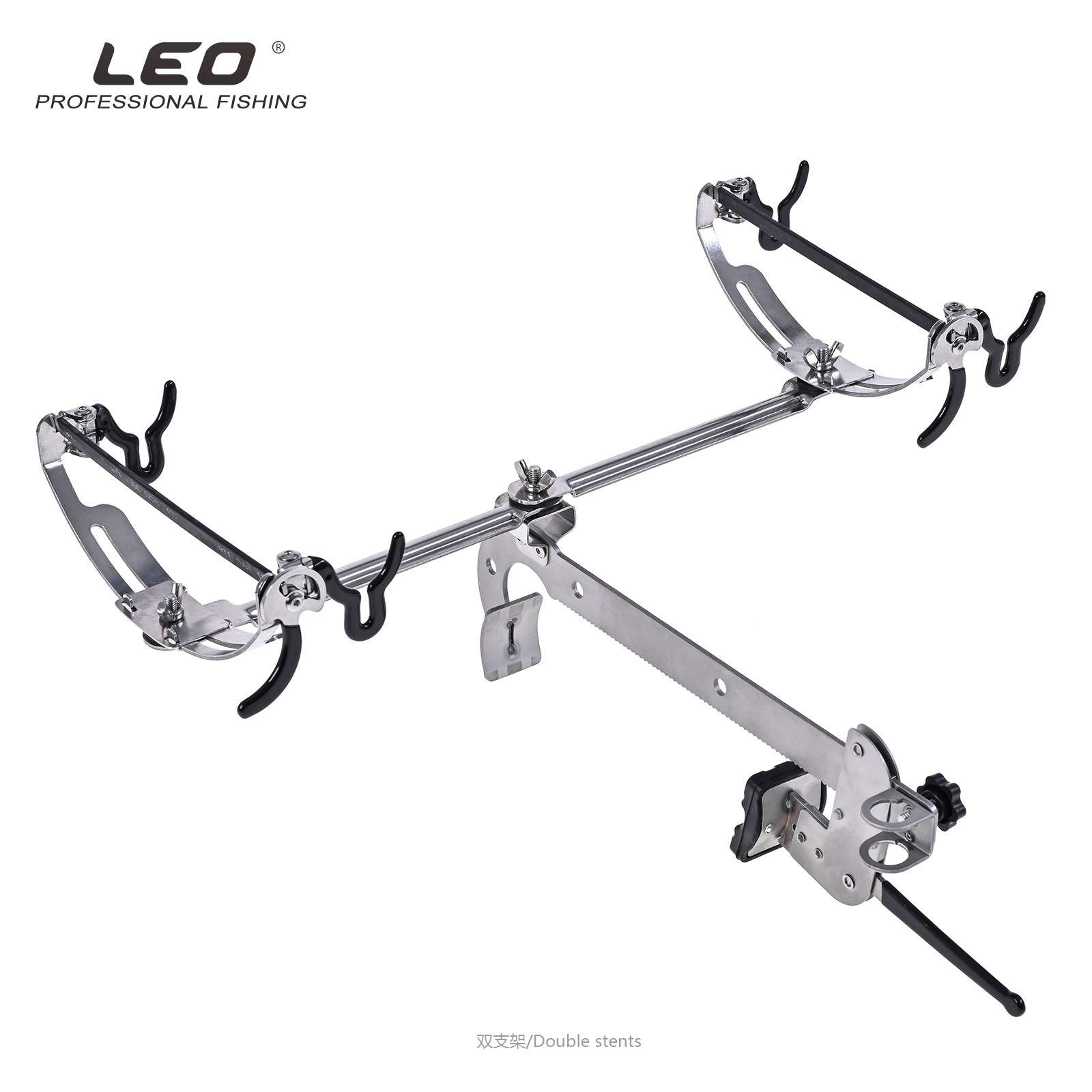 28187 LEO/乐欧 【不锈钢单双炮台桥钓支架】桥墩筏钓竿海竿架