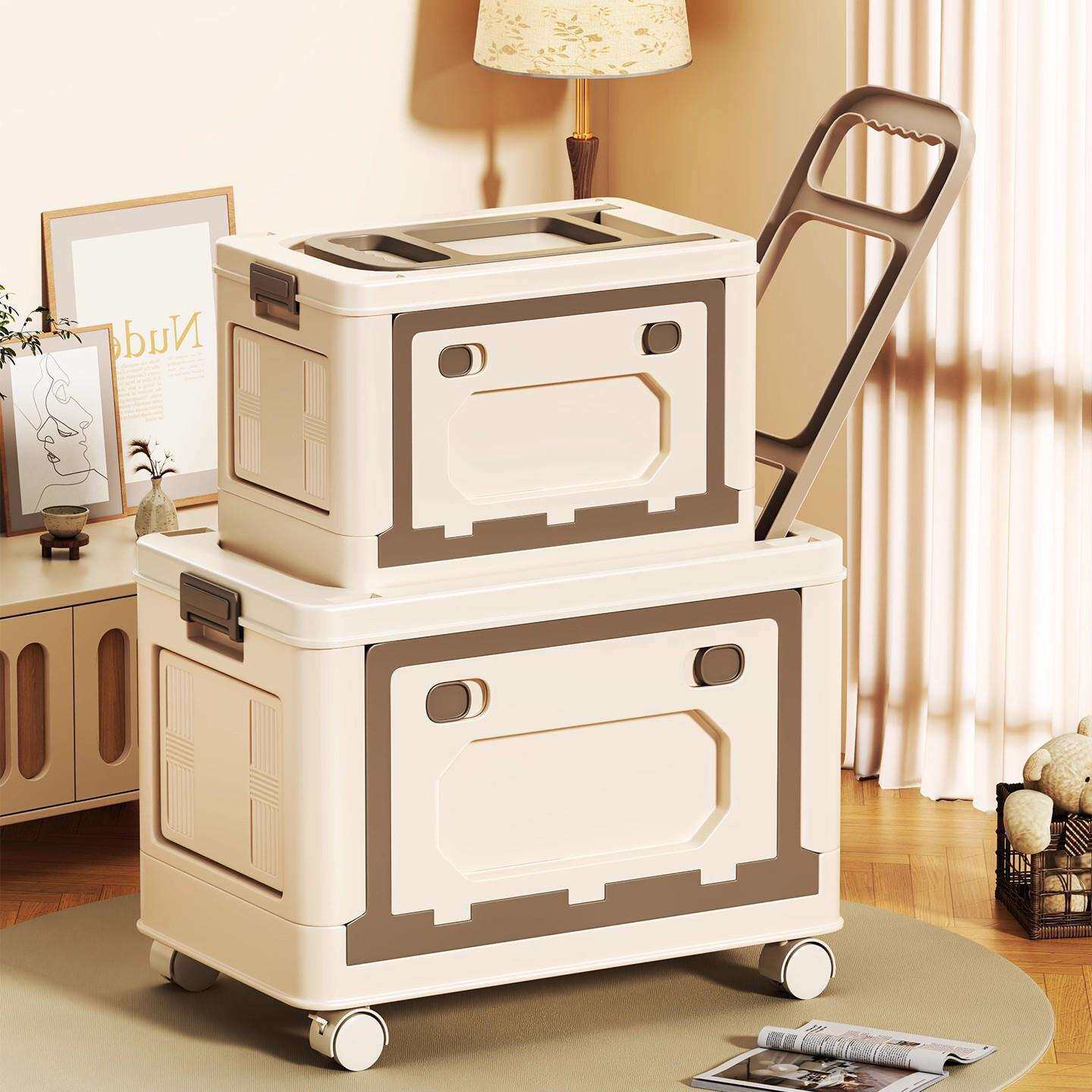 书本收纳箱拉杆书箱教室用装书收纳带滑轮储物箱学生书籍整理箱子