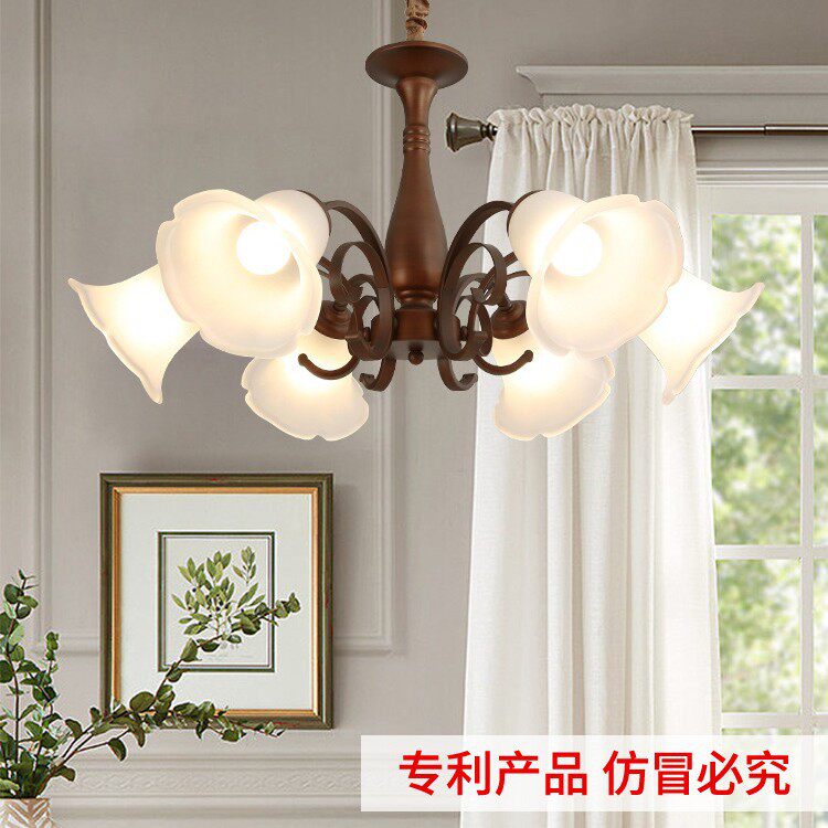美式复古吊灯客厅餐厅主卧室灯乡村简约铁艺玻璃法式中古灯具灯饰