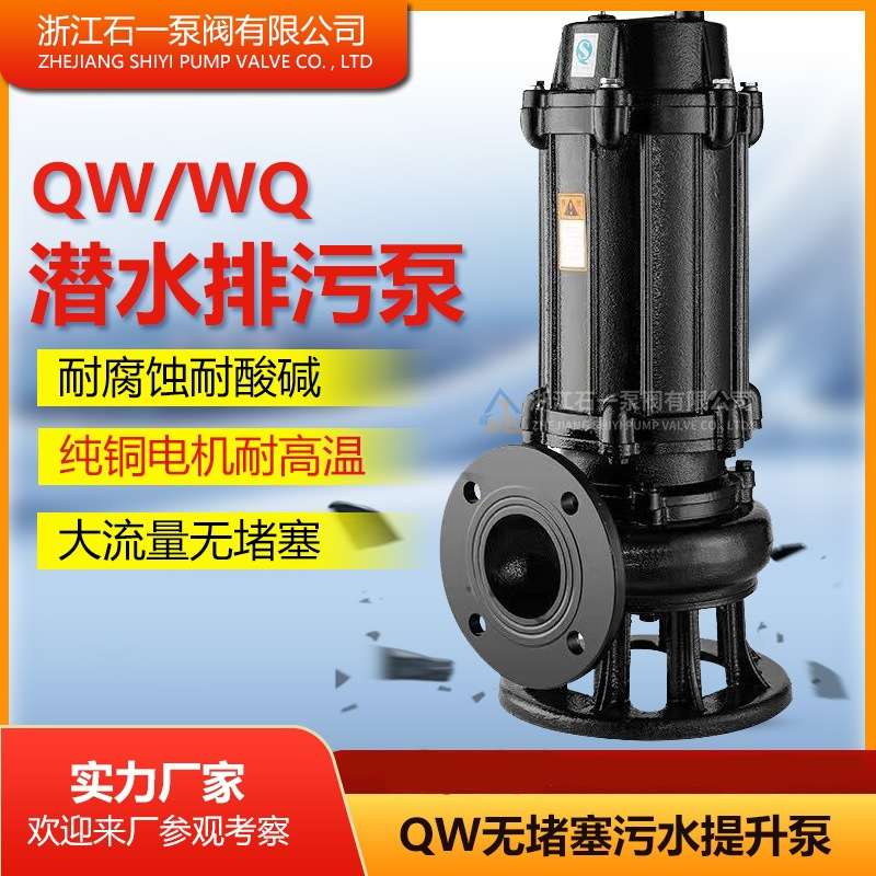 WQ潜水污水提升泵无堵塞排污泵QW全铜铸铁泵壳潜水污提泵 潜污泵图片