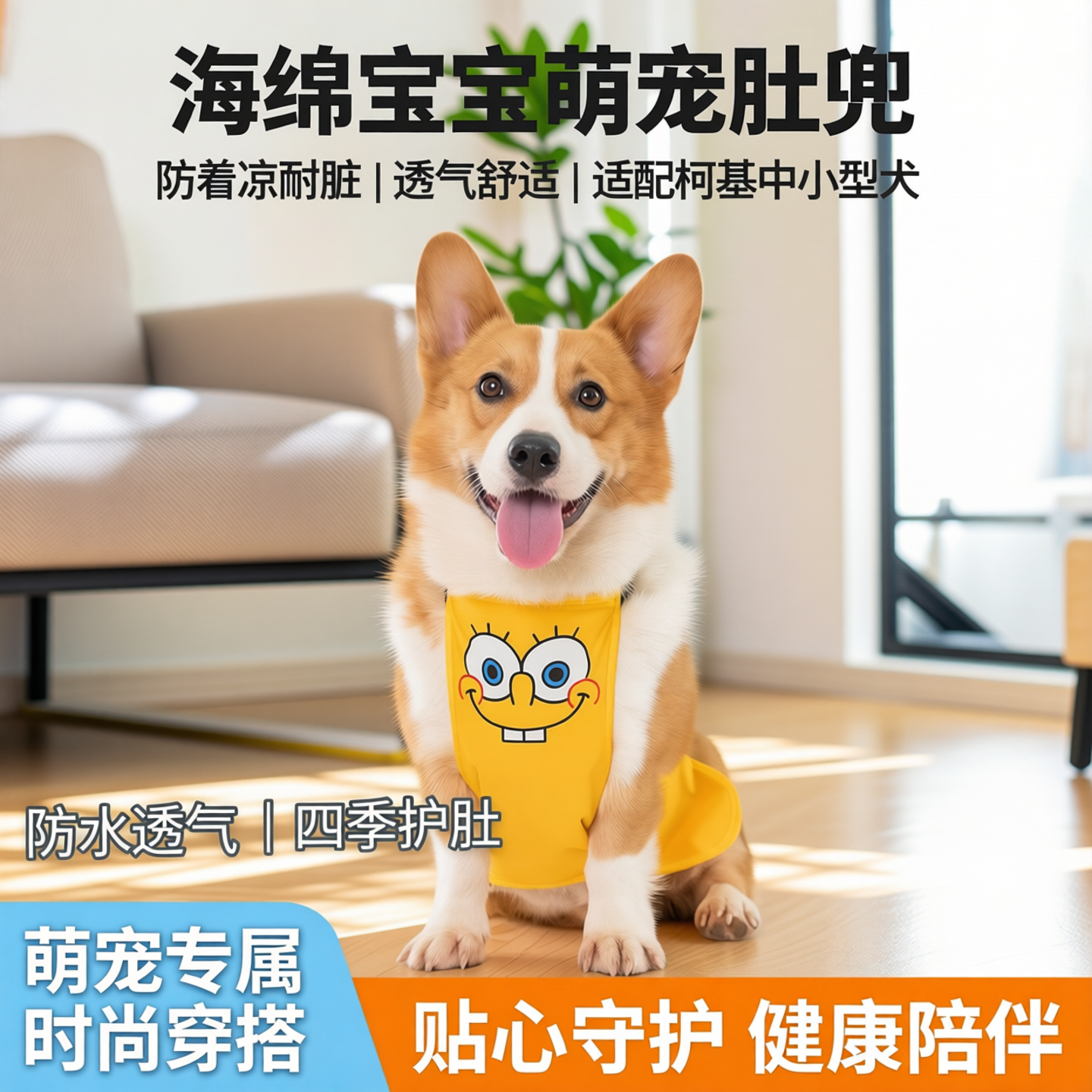 狗狗防水肚兜四季防水护肚防着凉柯基中小型犬透气耐脏宠物肚兜