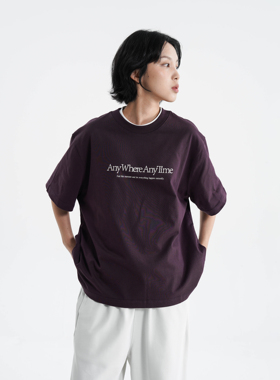 AWT 26SS 〔250G双纱纯棉〕简约休闲LOGO印花圆领宽松T恤男女