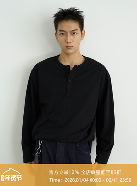 AWT25AW sorona240G亨利领长袖T恤 高级感休闲百搭针织TEE男女