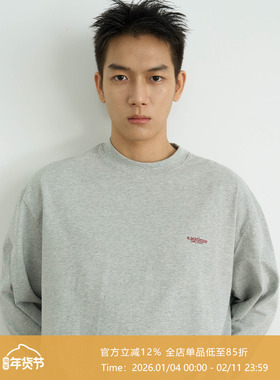 AWT25AW 260G纯棉双纱 简约百搭基础印花宽松长袖TEE男女同款