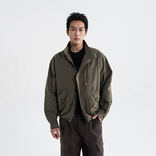 AWT 26SS 〔堆褶弯刀袖〕棉涤混纺廓形宽松工装外套中性风夹克