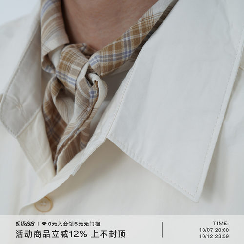 AWT砂洗工艺格纹丝巾日系复古