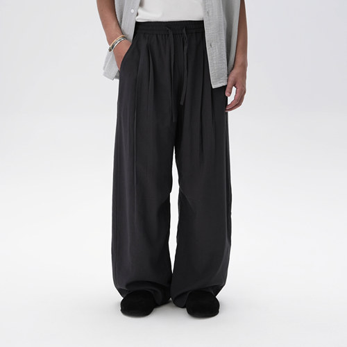 混纺麻垂感宽松轻薄直筒裤