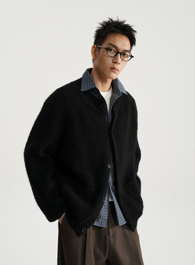 AWT25AW 花纱羊毛混纺开衫毛衣 基础百搭宽松针织外套男女