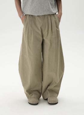 AWT25春夏 简约分割茧型裤 宽松素色休闲四季气球裤长裤男女