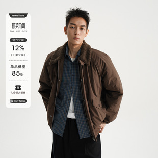 AWT25AW 简约防泼水棉服外套男女 3M新雪丽棉毛领宽松巴恩风夹克