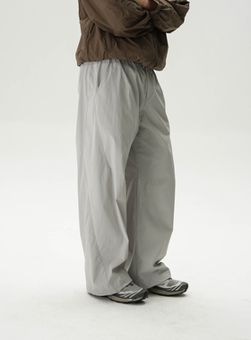 AWT25春夏 速干吸湿排汗功能 简约休闲不规则剪裁纯色长裤男女