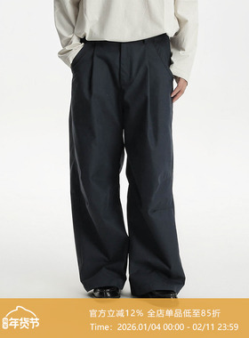 AWT25SS 棉锦混纺挺感 双膝省位斜纹chino宽松四季款休闲长裤