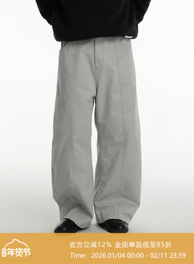 AWT24AW新款 直筒破缝设计 高克重纯棉 简约宽松洗水长裤男女