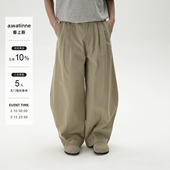 长裤 AWT25春夏 气球裤 宽松素色休闲四季 男女 简约分割茧型裤
