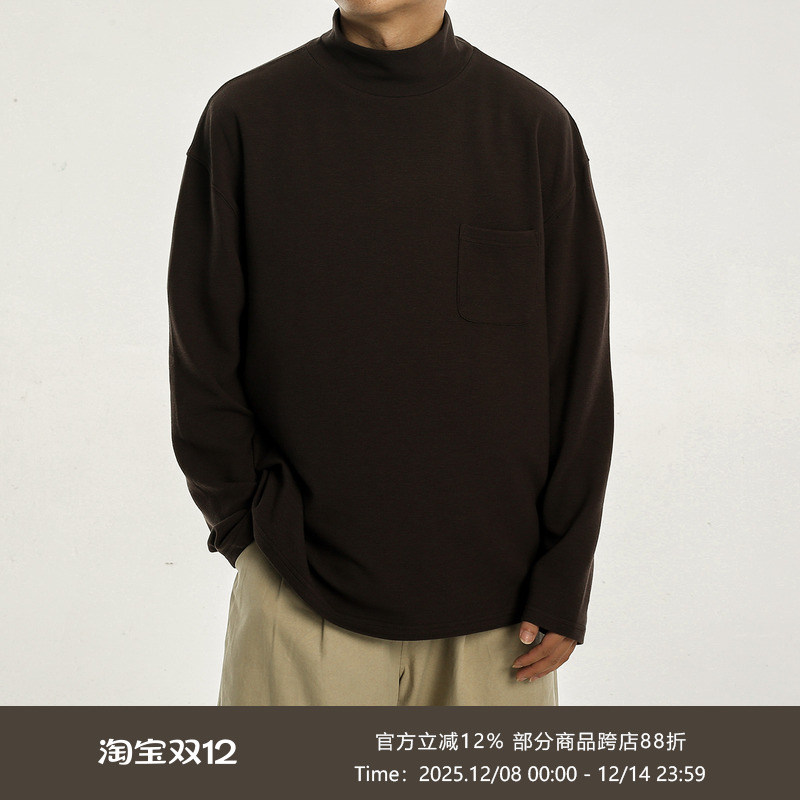 羊毛混纺半高领长袖T恤