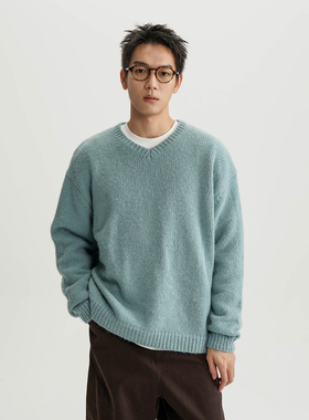 AWT25AW V领设计复古氛围感针织衫男女 简约百搭宽松慵懒毛衣男女