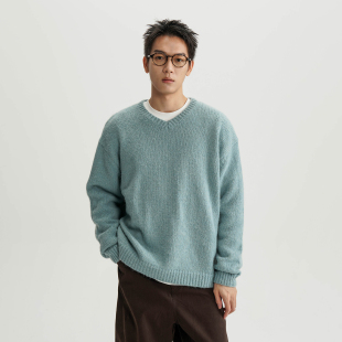 简约百搭宽松慵懒毛衣男女 男女 AWT25AW V领设计复古氛围感针织衫
