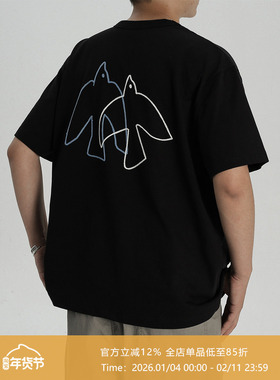 AWT24SS 飞鸟图案线条毛巾绣250G宽松T恤