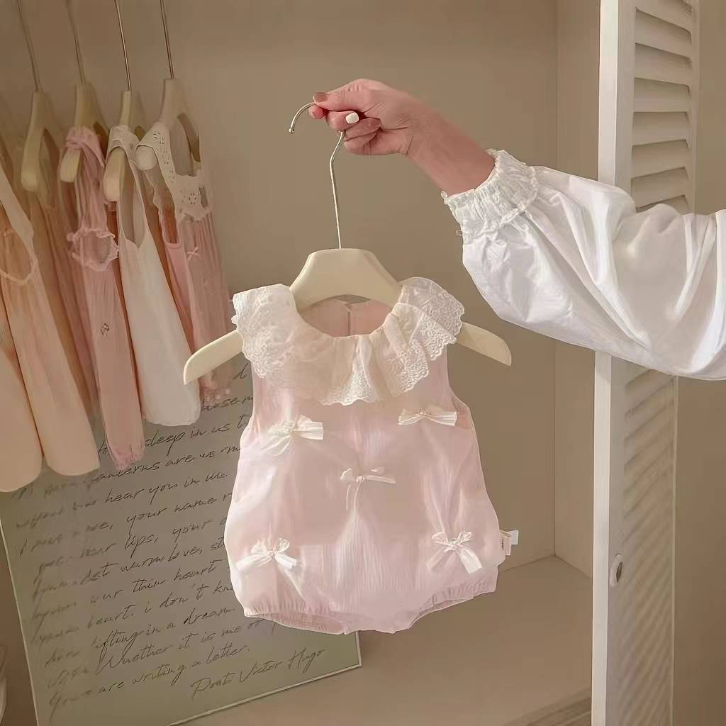 女婴幼儿夏装无袖甜美爬爬服薄款