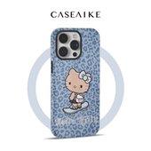 11新款 适用于苹果16promax手机壳磁吸iPhone15豹纹滑板Kitty猫17promax卡通13 14菲林壳二合一12 x防摔保护套