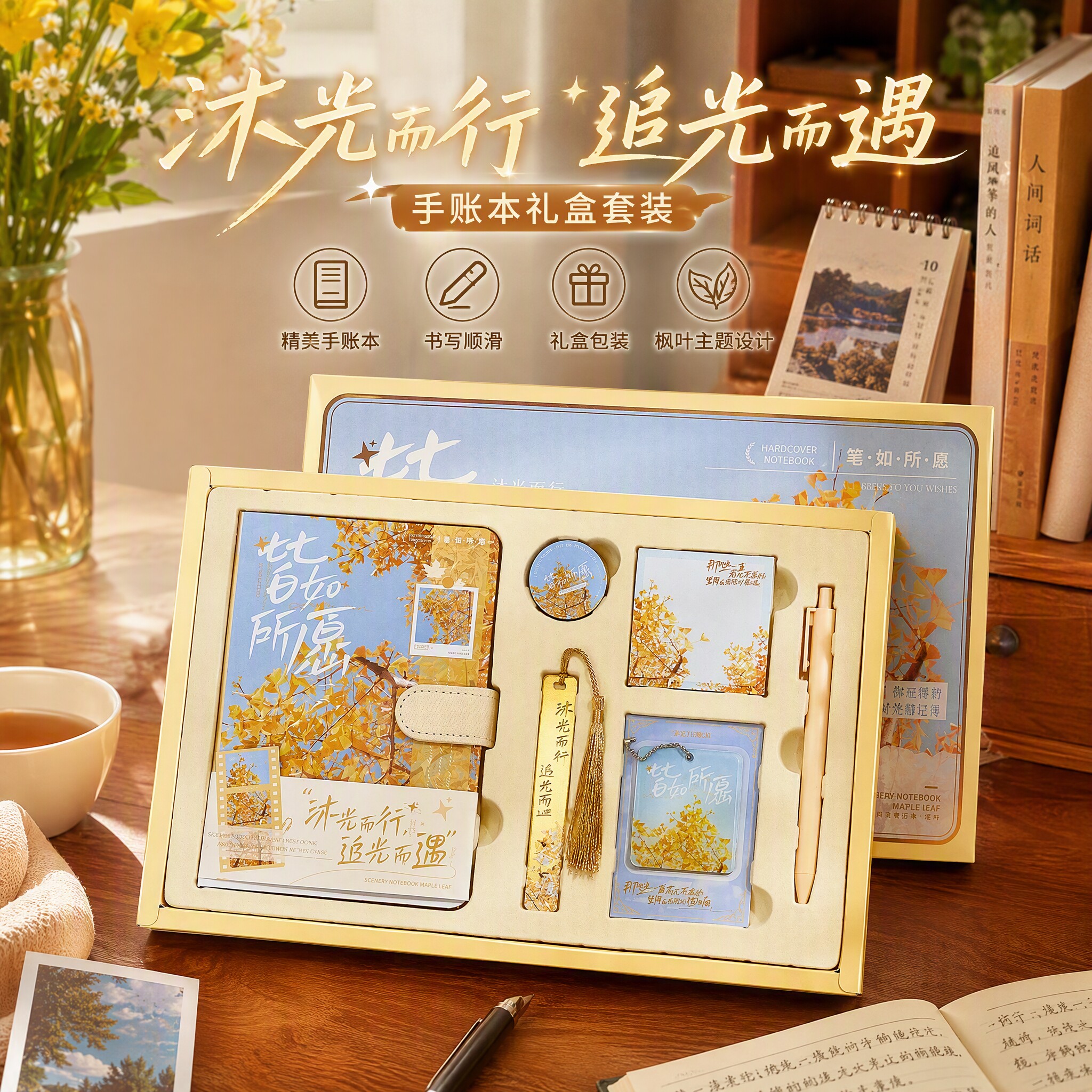 沐光而行国潮烫金手账礼盒套装
