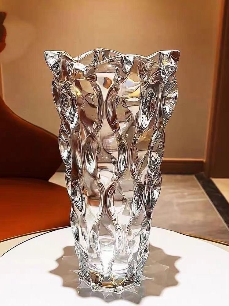 进口加厚水晶玻璃花瓶摆件高档客厅餐桌装饰玻璃水养插花鲜花