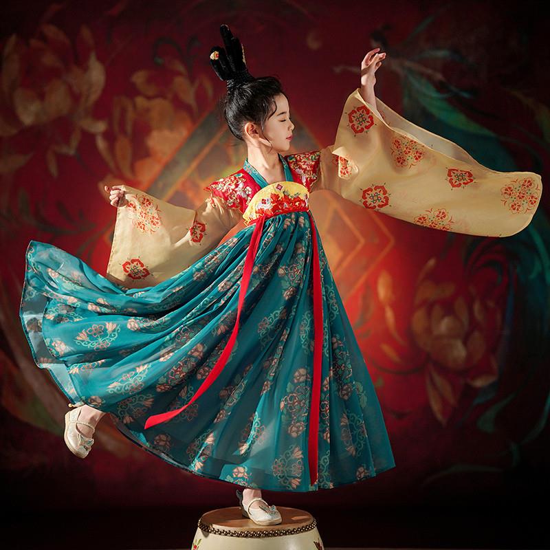 女童敦煌飞天古风汉服春夏2025新款女孩古装唐装儿童国风民族服装