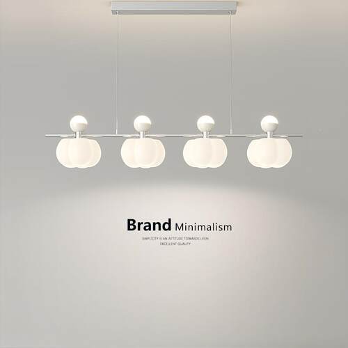led餐厅吊灯现桌代简39635约熊猫奶奢油风三头轻餐月饭厅长条球南