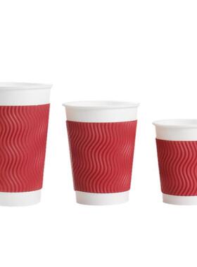 纸杯子0一次性加黑色厚双层瓦楞咖啡纸杯隔热瓦楞纸杯奶茶热饮杯