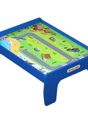 E471DWONE大号儿童游包戏桌城橡市漆交通印花游戏桌皮边免油积木