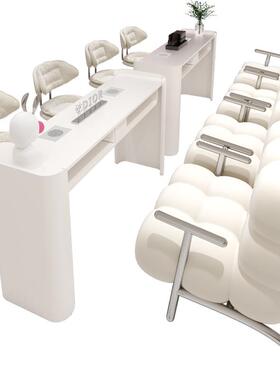 409奶油风美甲桌椅二套率装大功代吸尘器单双人美甲三台岩板修甲