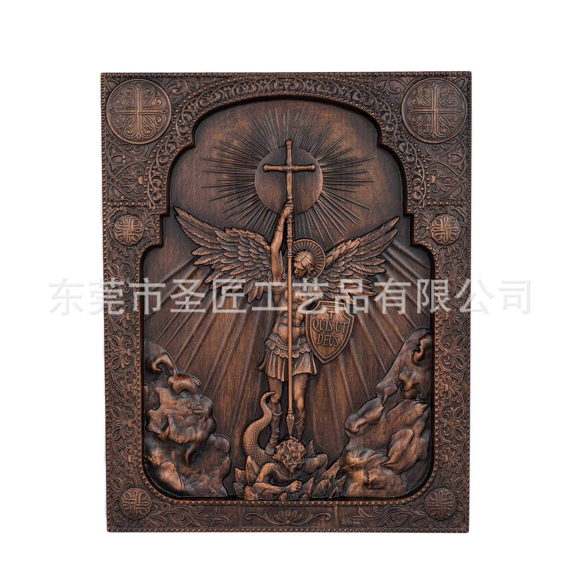 物圣牌天使长弥额尔牌木守护天BGW0076圣使木质工艺品榉木雕装匾