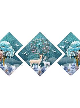 钻TM634176画022年新款满y钻鹿客厅三联画点贴砖水晶十字石绣2di