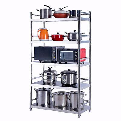 物不锈钢厨房置FDV架落地多层收纳带架栏储物架家用货架护厨房置