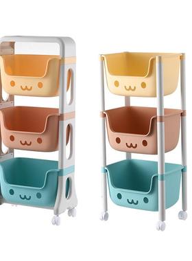 儿童玩具HC512H收纳客架落地厅多层卡通零小食置物架厨房宝宝推车